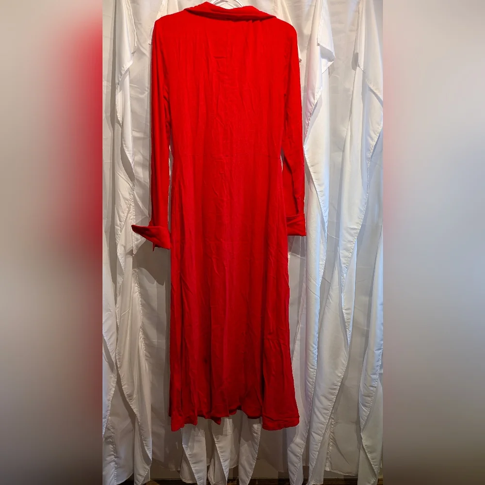 B1 NWT Oyrosy Elegant Red Pleated Maxi Dress - Size XS - Picture 9 of 9